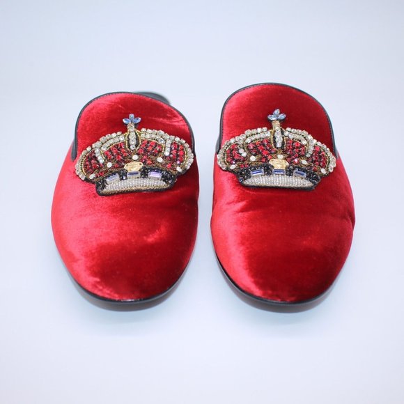 Versace Medusa Red Velvet Crown Loafer Mule Sandals. 39.5 EU / 6.5 US main image 5
